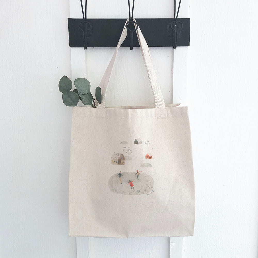 Main Watercolor Ice Skating - Canvas Tote Bag image